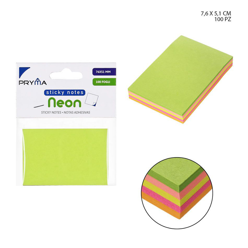Pryma Stick Notes Neon 76X51Mm
