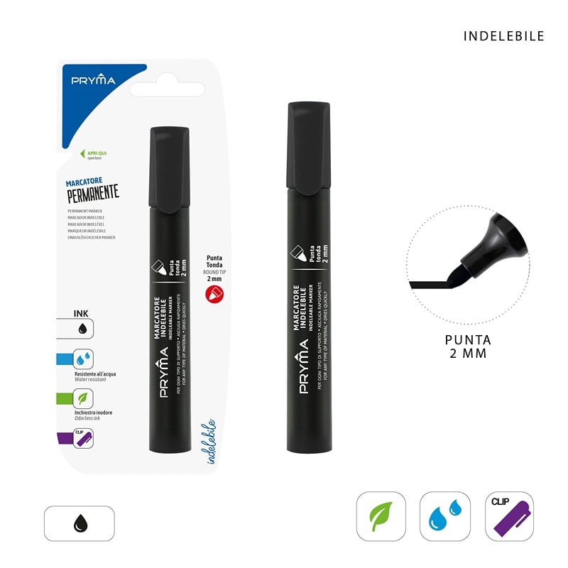 PRYMA MARCATORE PERMAN. P/TONDA 2MM NERO BL.