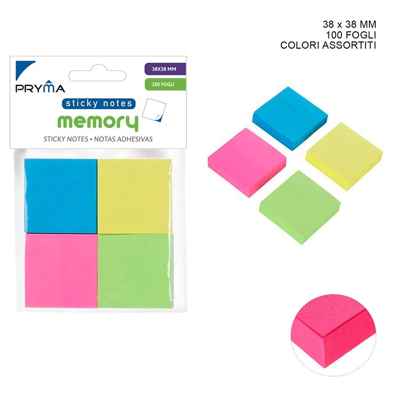 PRYMA STICK NOTES 38X38MM 100FF 4PZ BL.
