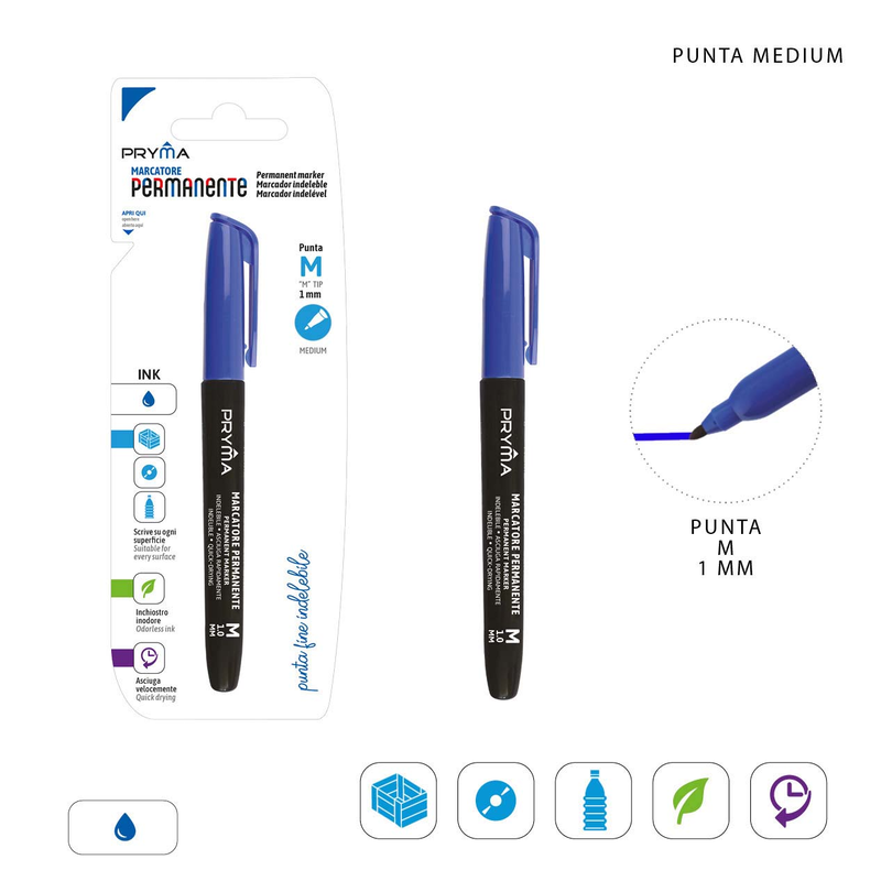 Marcatore Indelebile Blu Punta Media 1PZ